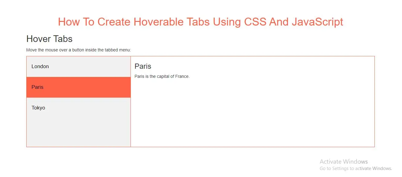 How To Create Hoverable Tabs Using CSS And JavaScript