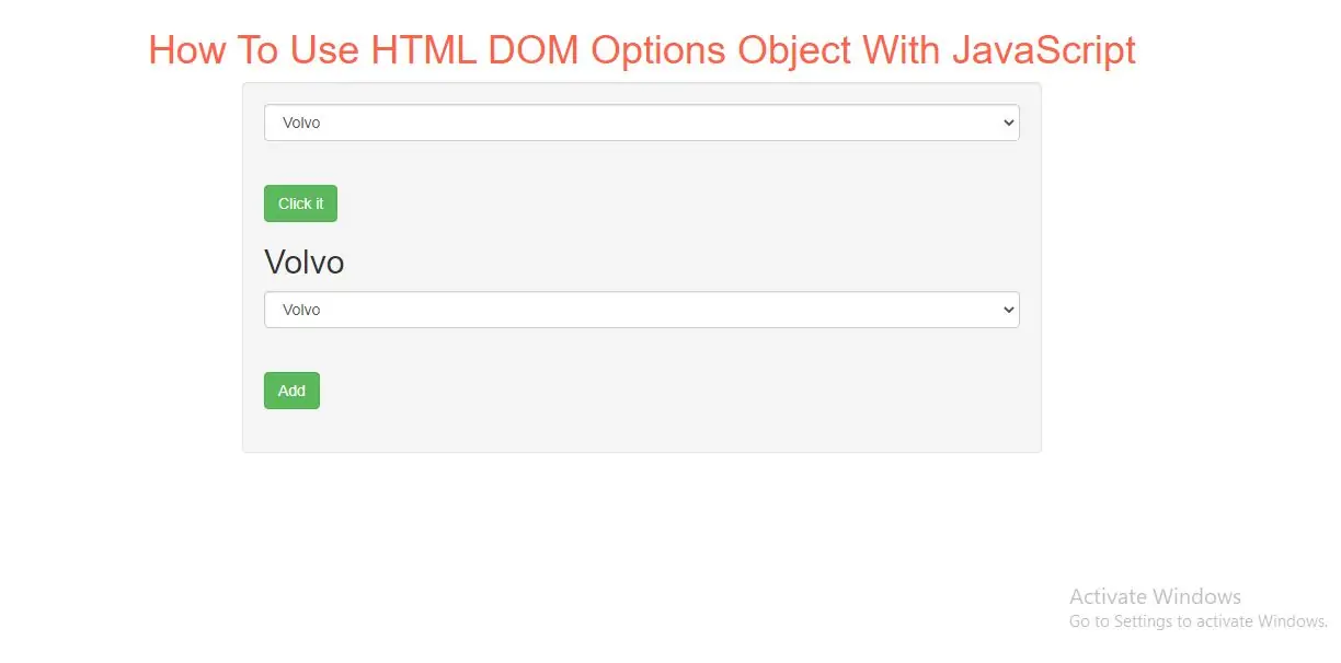 How To Use HTML DOM Options Object With JavaScript