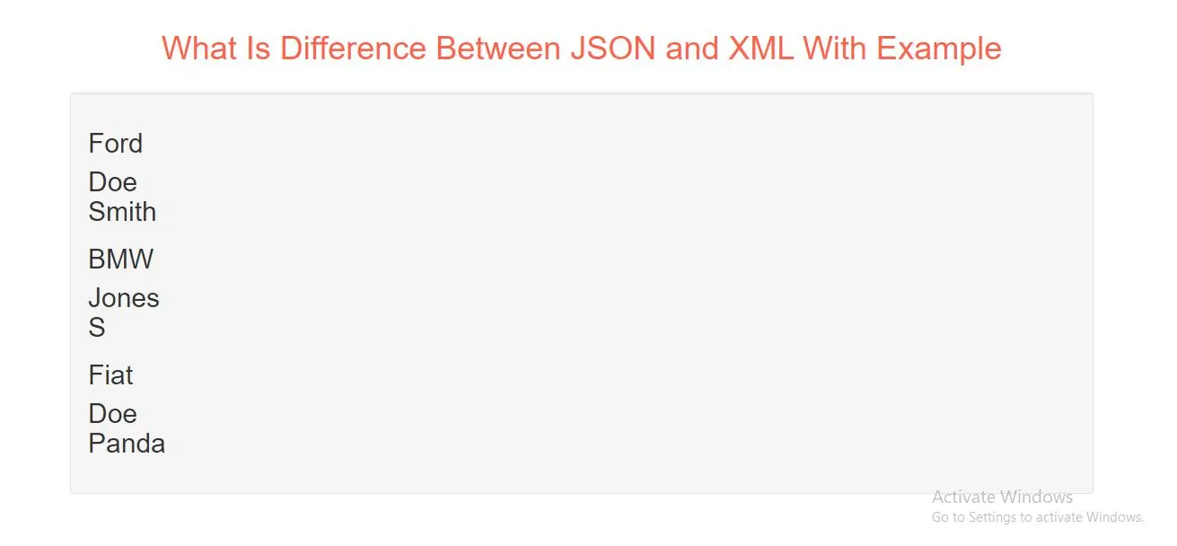 What Is Difference Between JSON and XML With Example