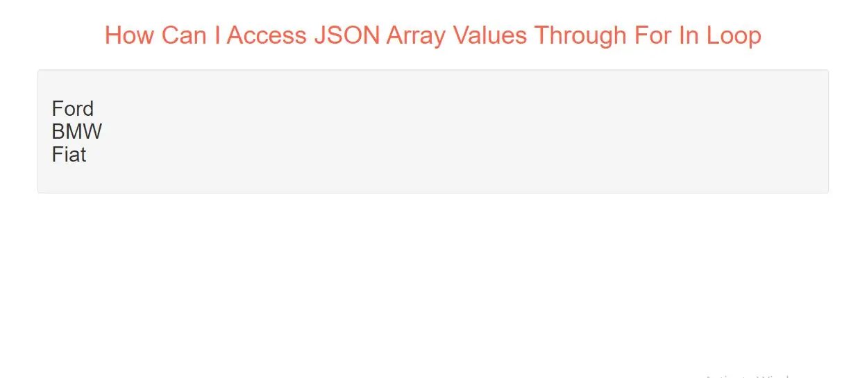 How Can I Access JSON Array Values Through For In Loop