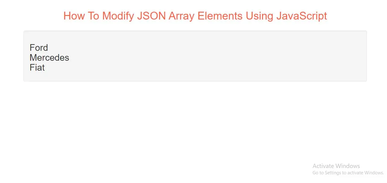 How To Modify JSON Array Elements Using JavaScript