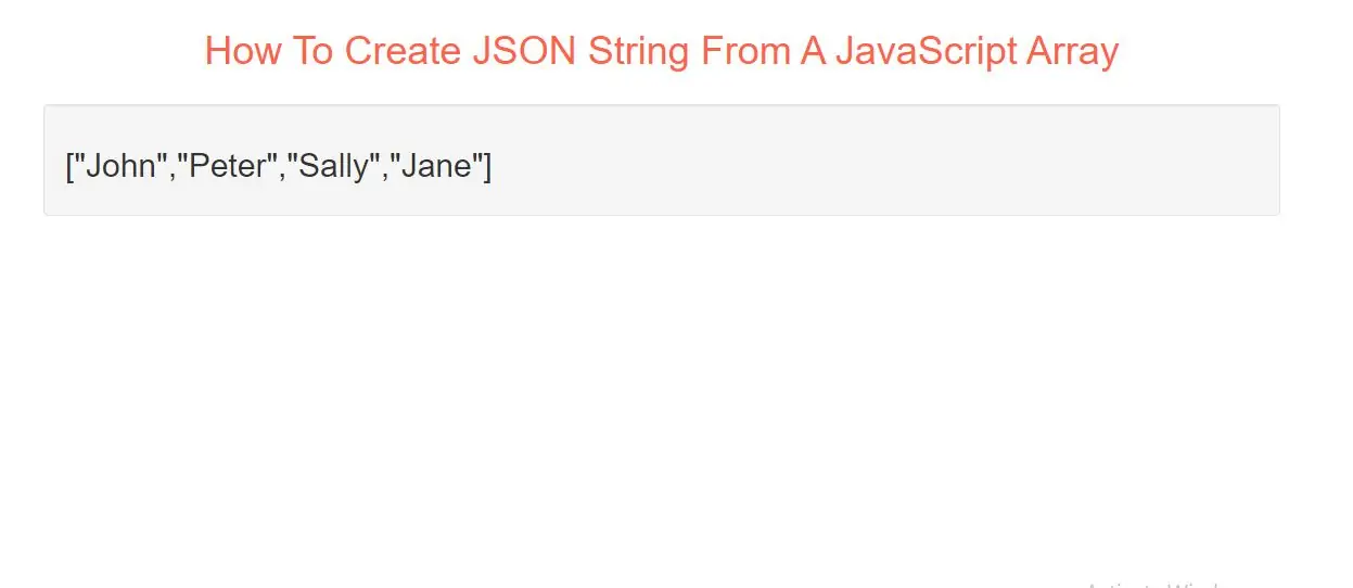 How To Create JSON String From A Java Script Array