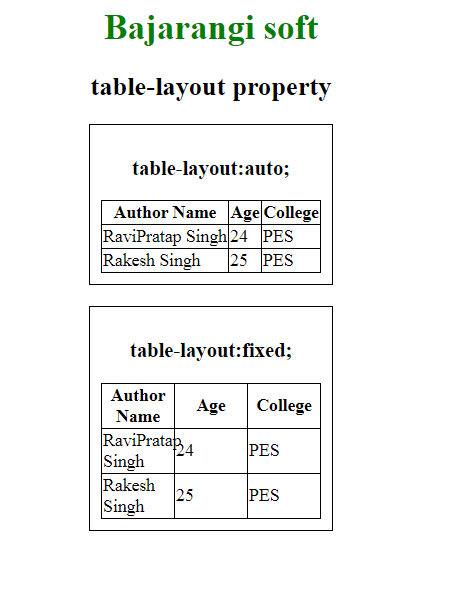 CSS Table Layout