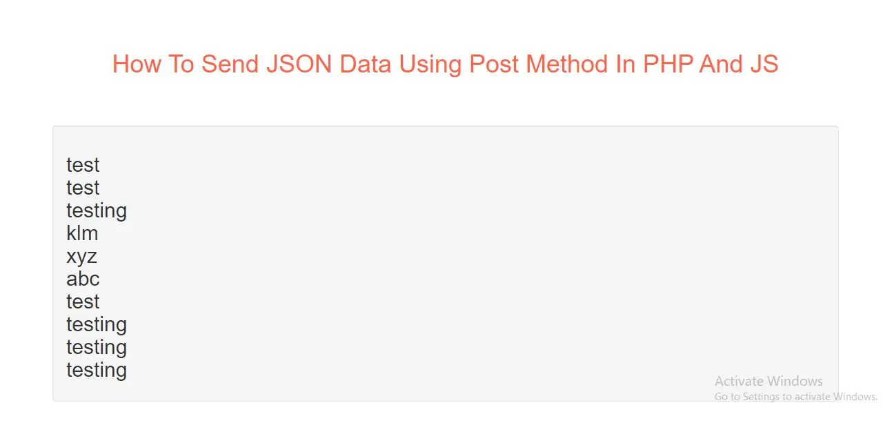 How To Send JSON Data Using Post Method In PHP And JS