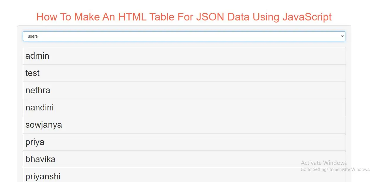 How To Make Drop Down List Based On JSON Data Using JS