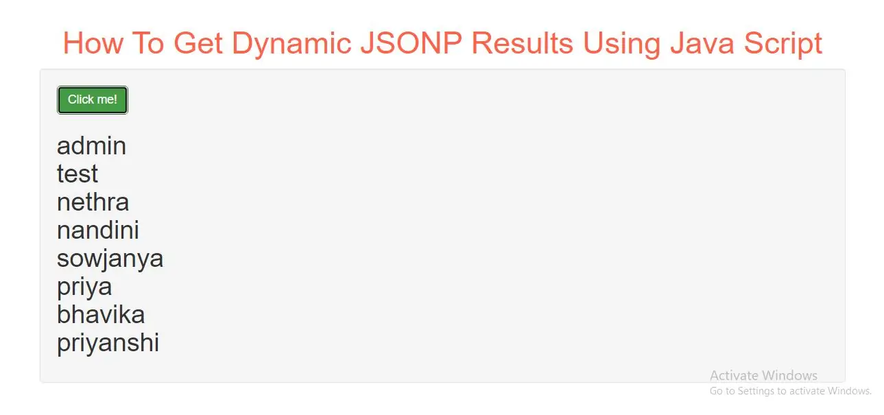 How To Get Dynamic JSONP Results Using Java Script