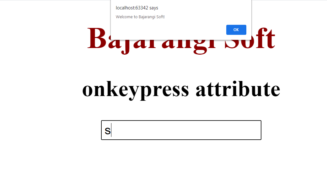 HTML  onkeypress Attribute