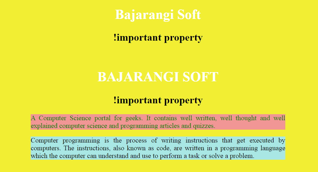 css Improtant