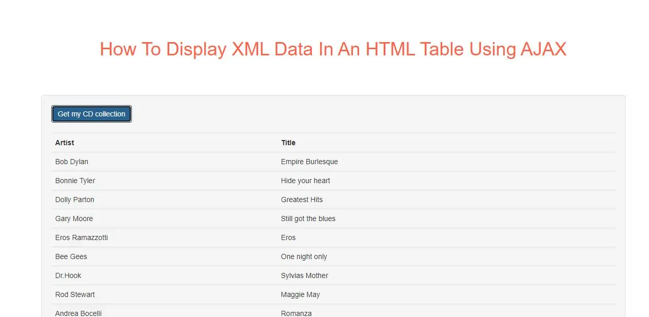 How To Display XML Data In An HTML Table Using AJAX