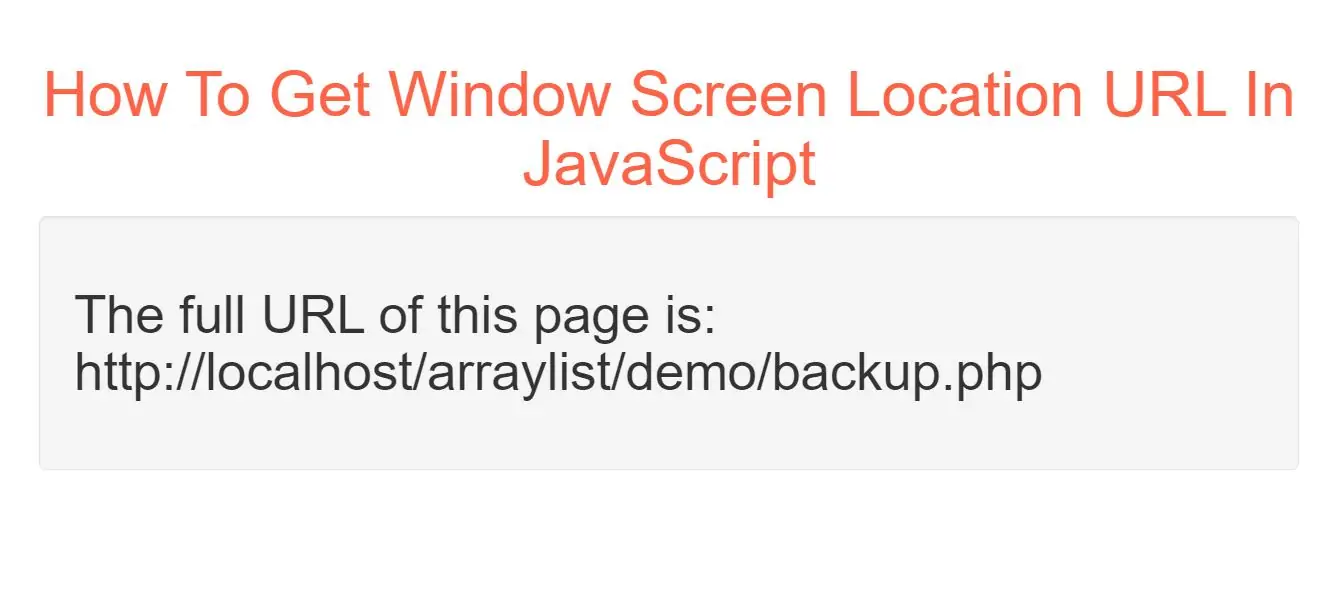 How To Get Window Screen Location URL In JavaScript