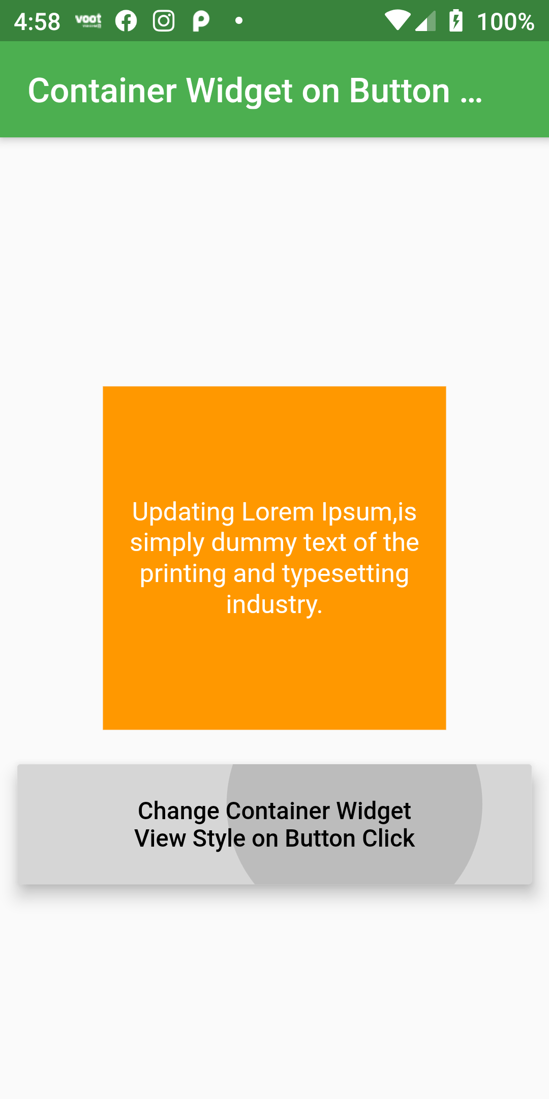 Different Style Container Widget on Button Click In Flutter