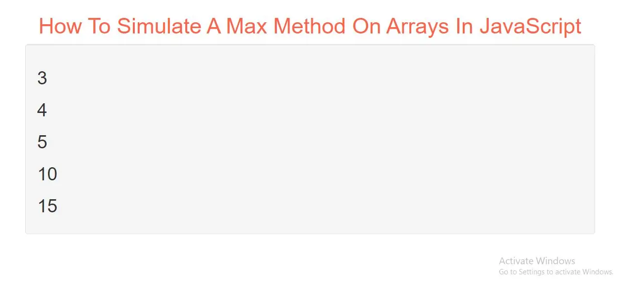 How To Simulate A Max Method On Arrays In JavaScript