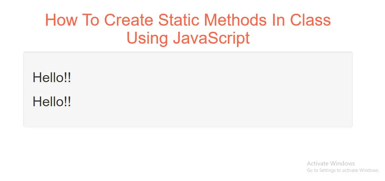 How To Create Static Methods In Class Using JavaScript