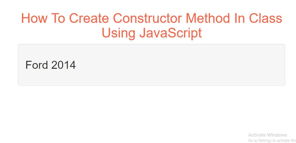 How To Create Constructor Method In Class Using JavaScript