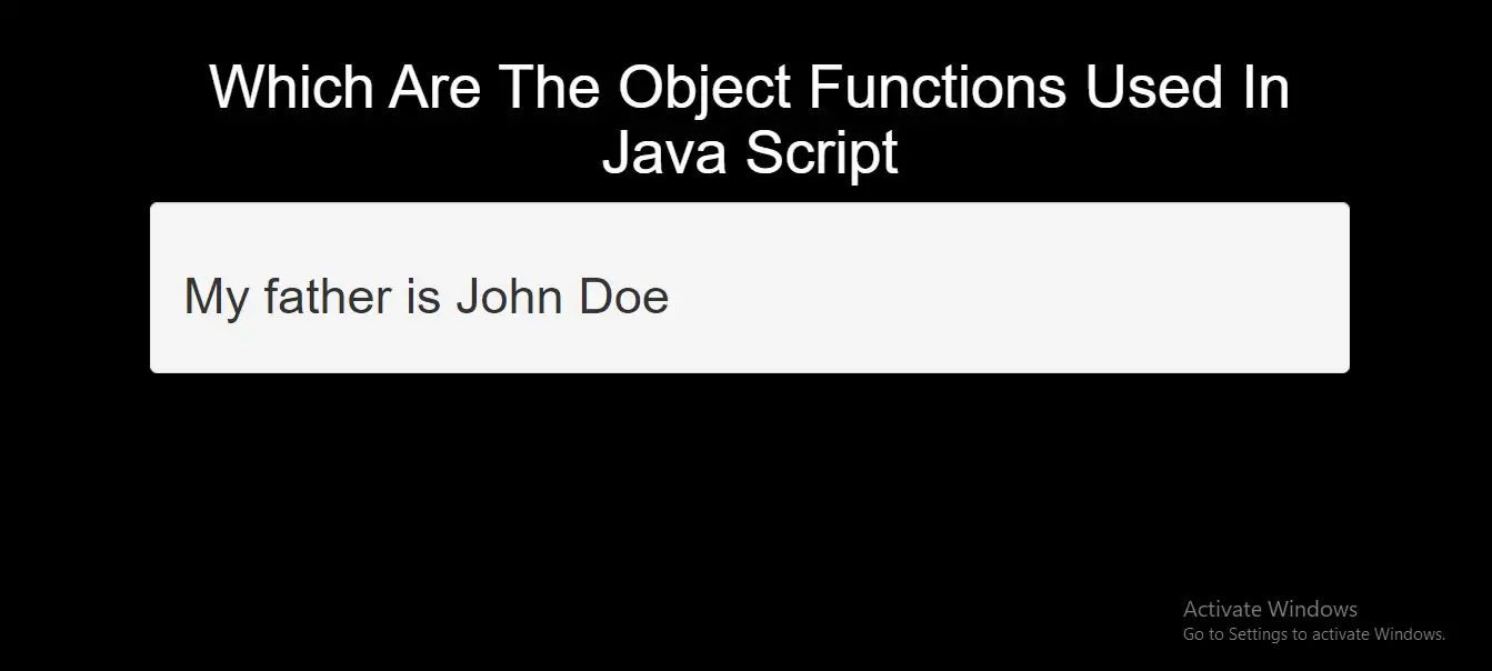 Which Are The Object Functions Used In Java Script