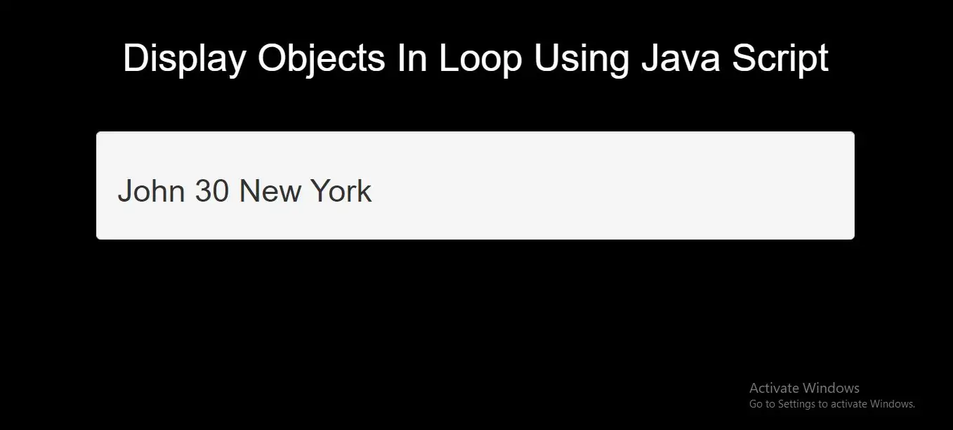How Can I Display Objects In Loop Using Java Script