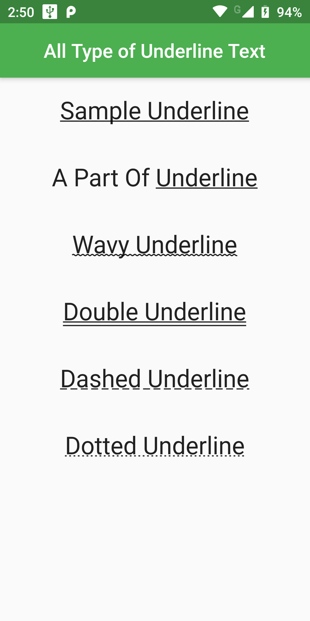 All Types Of Underline Text In Flutter Android App