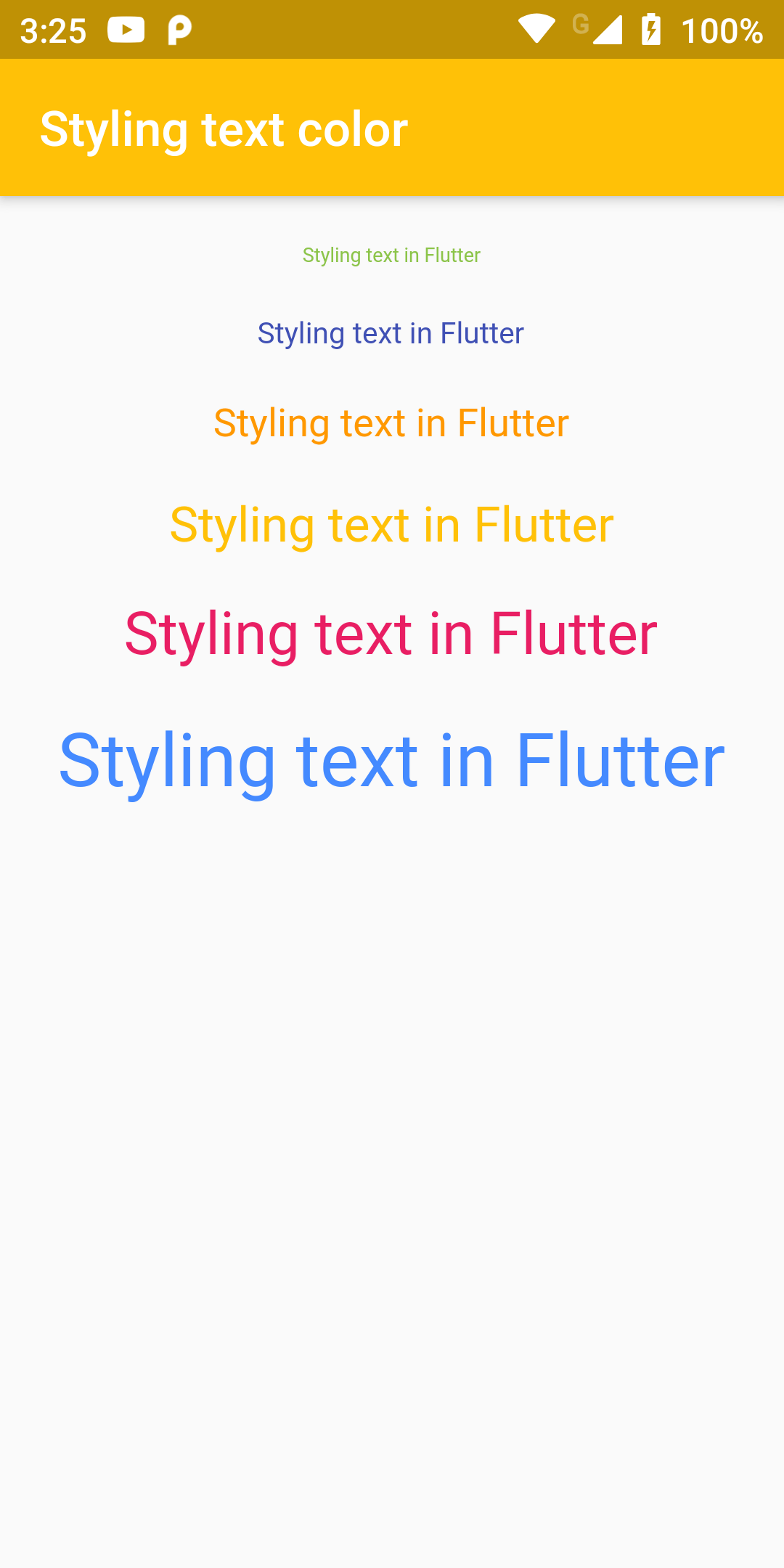 Styled Text Color With Fontsize Using Flutter Android App