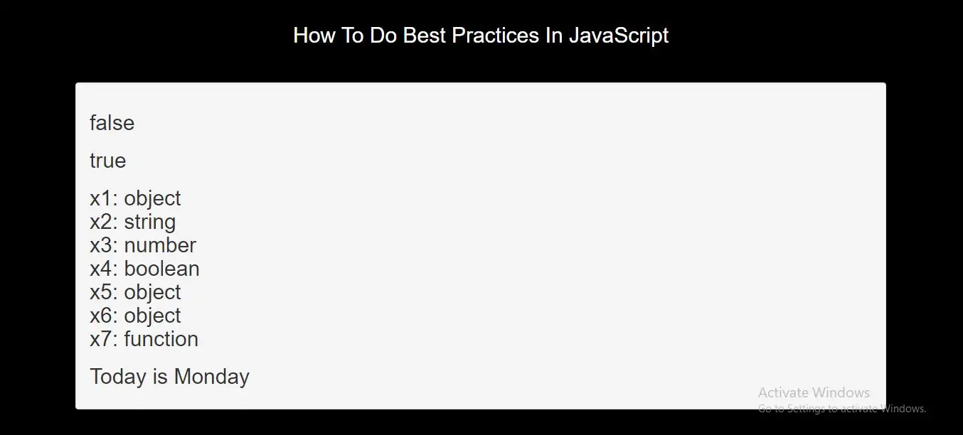 How To Do Best Practices In JavaScript With Example