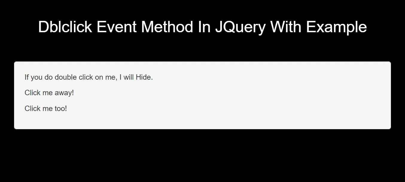 How To Use Dblclick Event Method In JQuery With Example