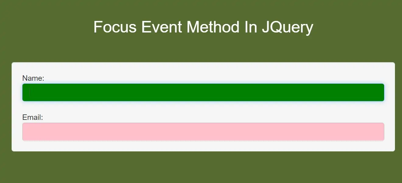 How To Use Focus Event Method In JQuery With Example