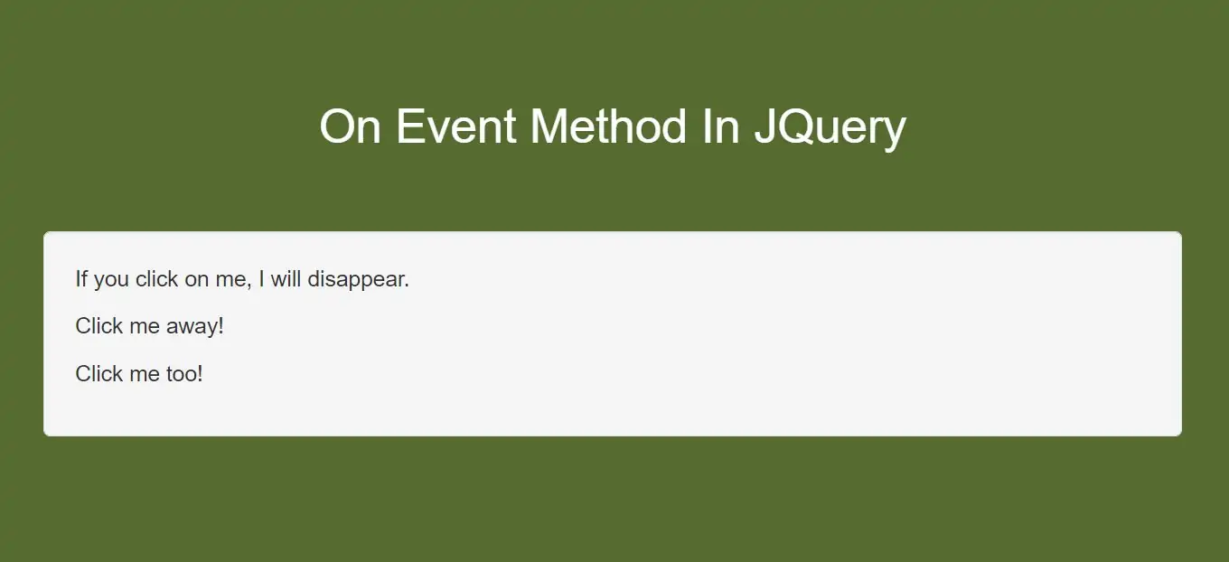 How To Use On Event Methods In JQuery With Example