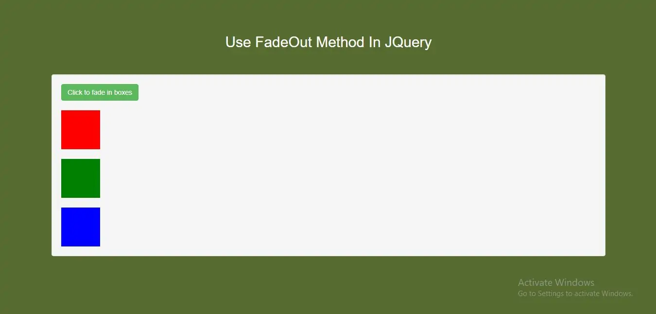 How Can I Use Fadeout Method In JQuery With Example