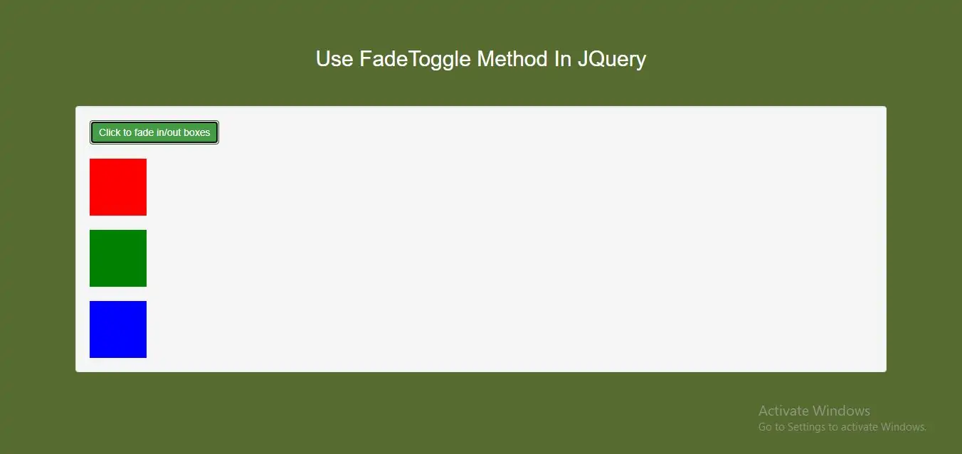 How To Use FadeToggle Method In JQuery With Example