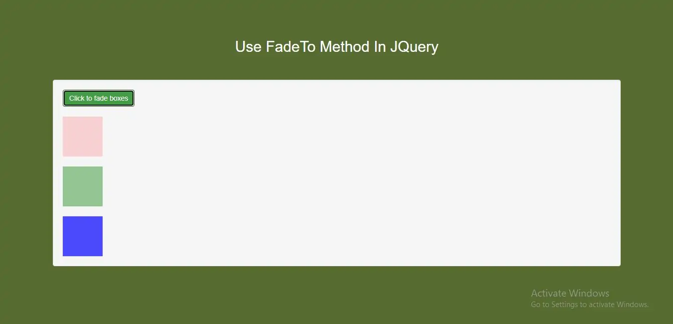 How Can I Use FadeTo Method In JQuery With Example