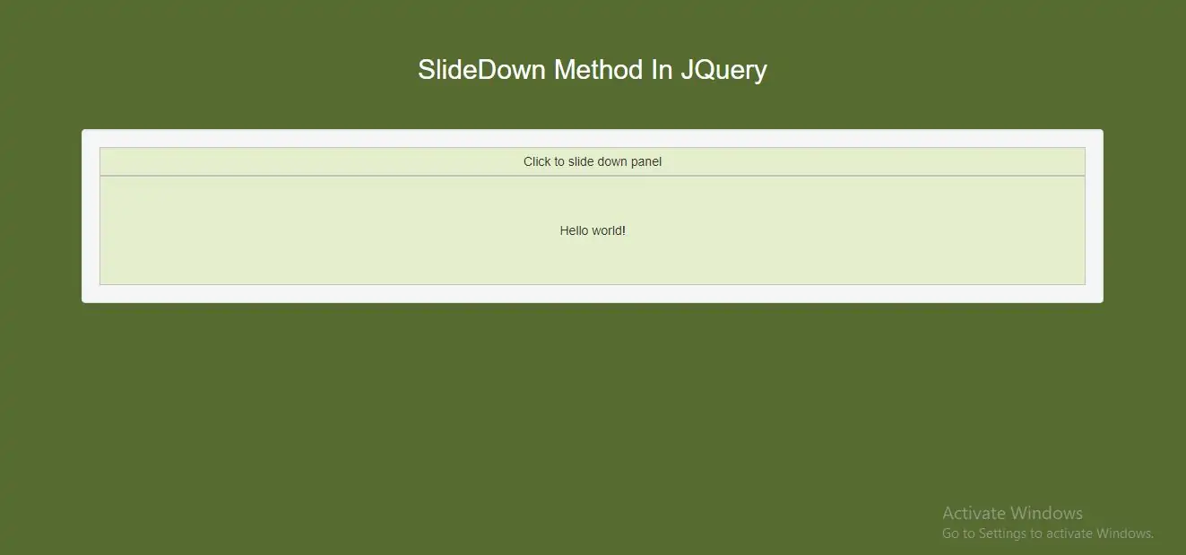 How To Use SlideDown Method In JQuery With Example