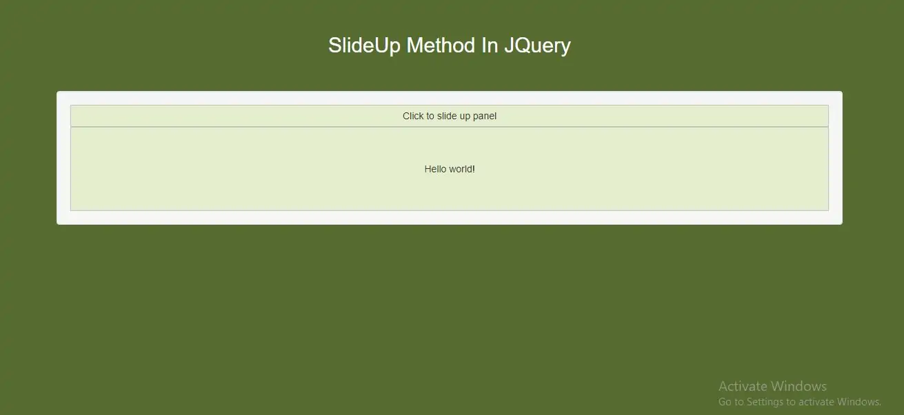 How Do I Use SlideUp Method In JQuery With Example