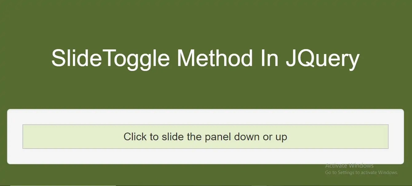 How To Use SlideToggle Method In JQuery With Example