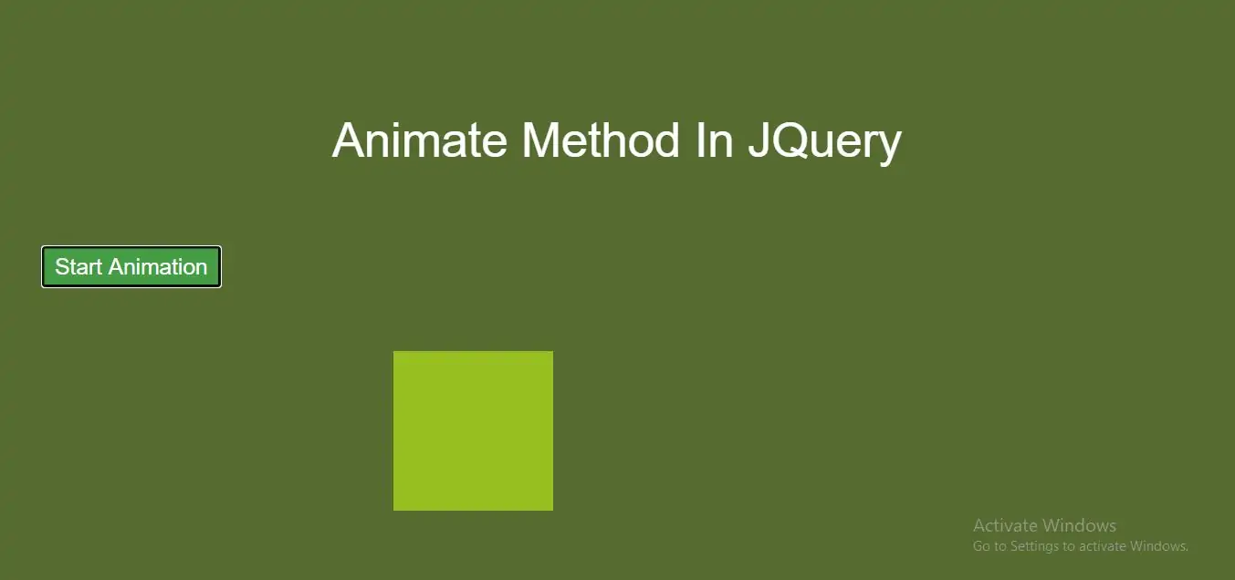 How Do I Use Animate Method In JQuery With Example