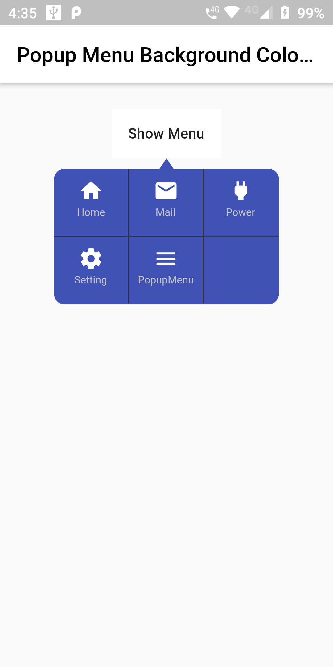 Flutter Popup Menu Background Color Change Android App