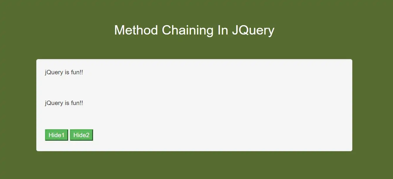 What Is Meant By Method Chaining In JQuery With Example