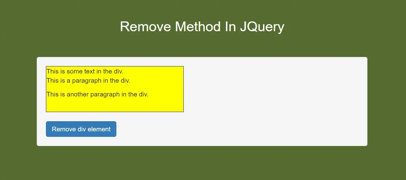 How Can I Use Remove Method In JQuery With Example