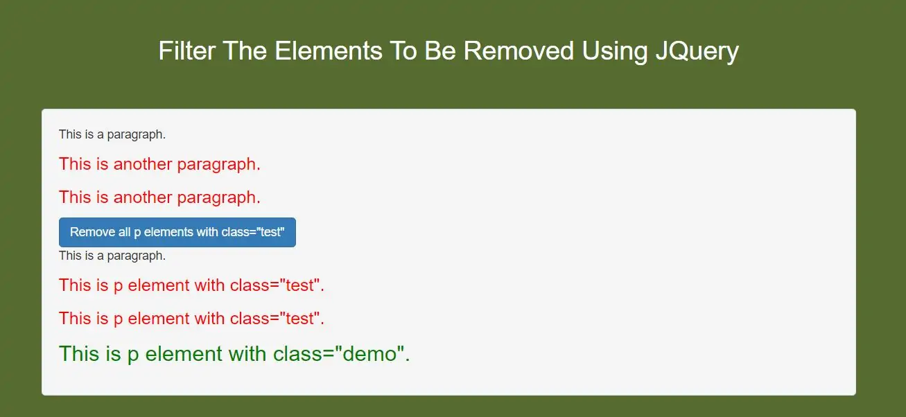 How To Filter The Elements To Be Removed Using JQuery