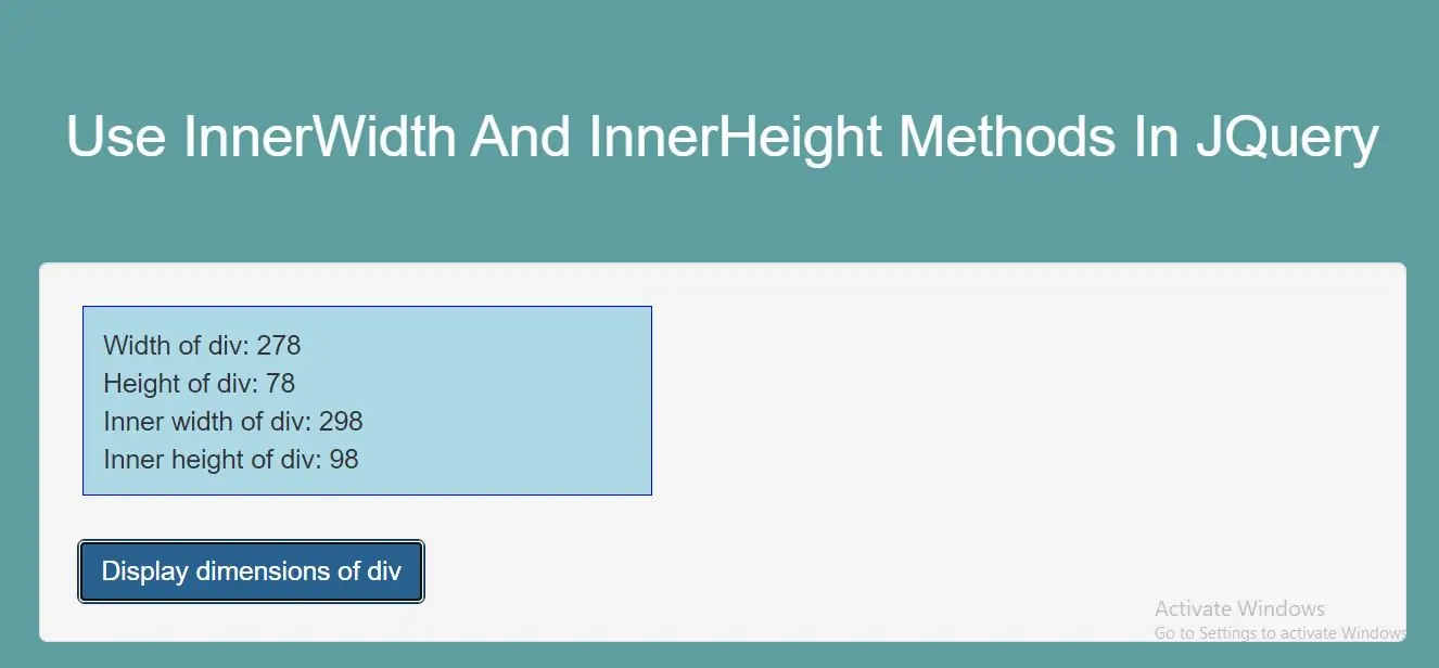 How To Use InnerWidth And InnerHeight Methods In JQuery