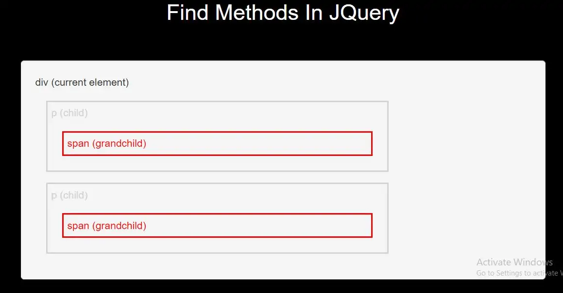 How Can I Use Find Methods In JQuery With Examples