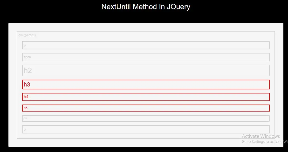 How To Use NextUntil Method In JQuery With Example