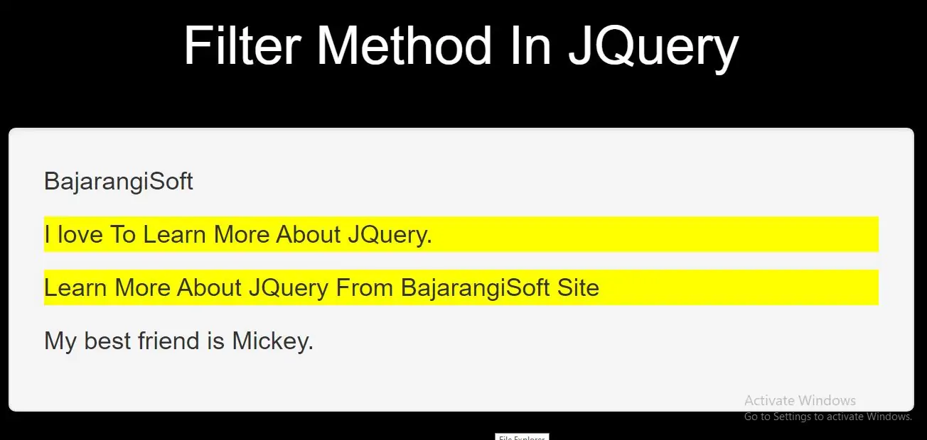 How To Filter HTML Elements Using Filter Method In JQuery