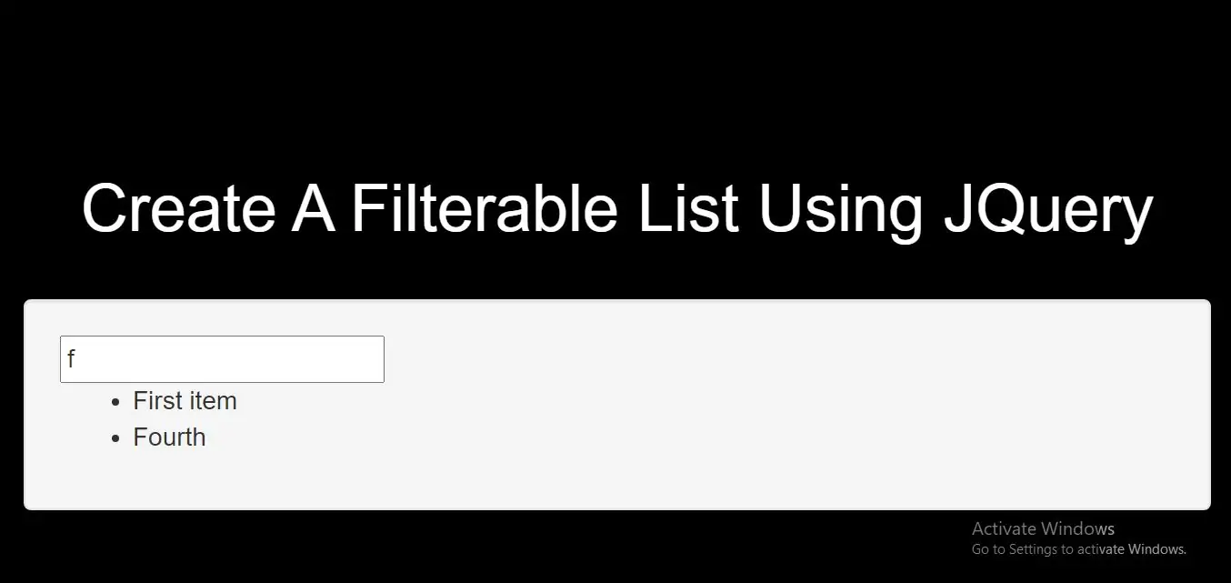 How To Create A Filterable List Using JQuery With Example