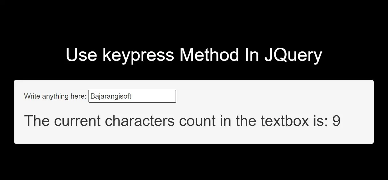 How To Use keypress Method In JQuery With Examples