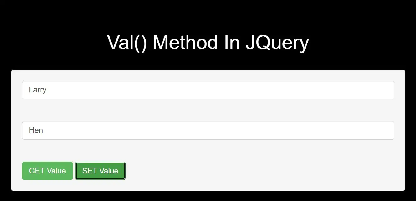 What Is The Use Of Val Method In JQuery With Example