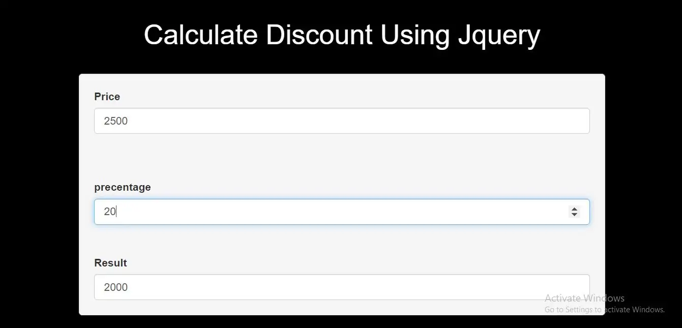 How Can I Calculate Discount Using Jquery With Example