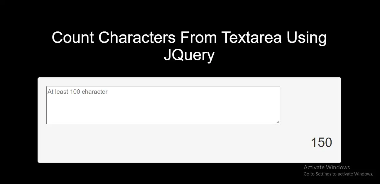 How To Count Characters From Textarea Using JQuery