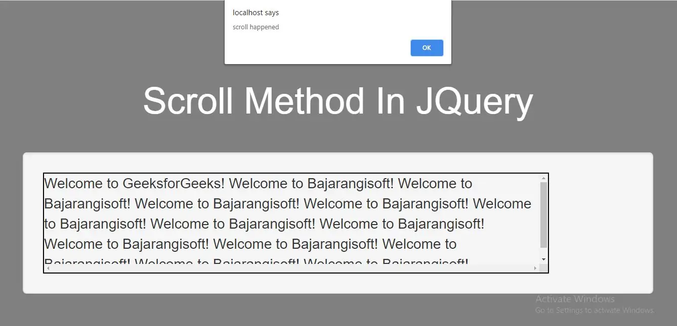 How Do I Use Scroll Method In JQuery With Examples
