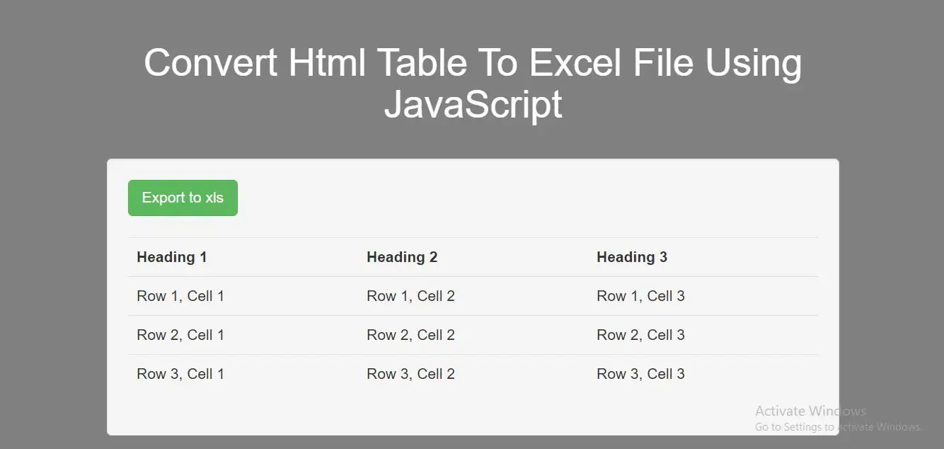 How To Convert Html Table To Excel File Using JavaScript