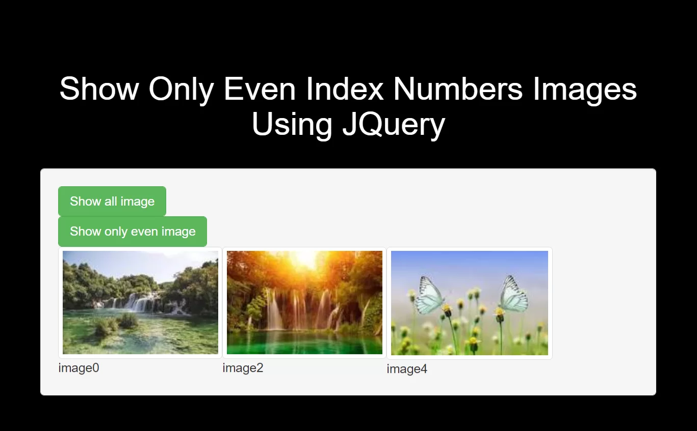 How To Show Even Index Numbers Images Using JQuery