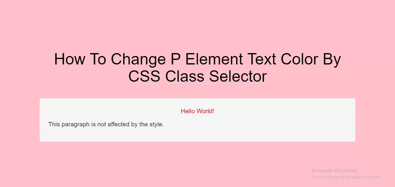 How To Change P Element Text Color By CSS Class Selector